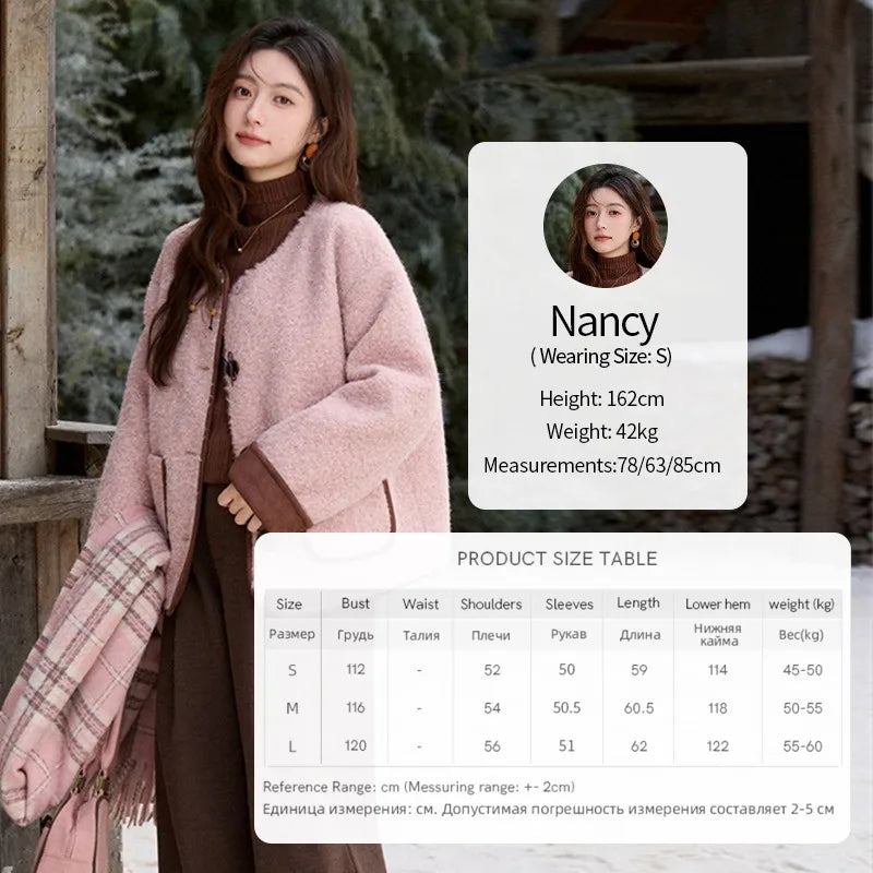 MISHOW Cotton Padded Warm Jacket Women 2025 Thickened Fur O-neck Coat Fold Over Contrasting Cuffs Windproof Outerwear MXE92W0986