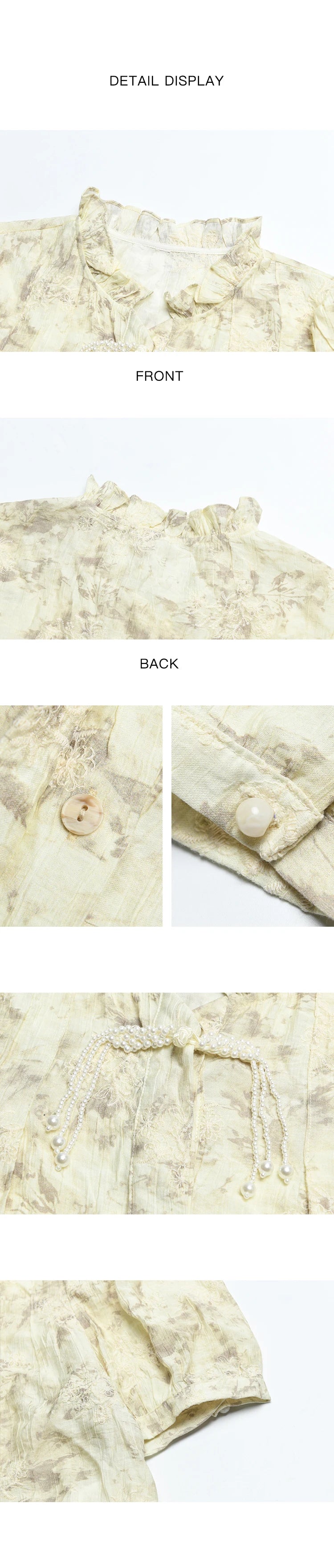 MISHOW Chinese Chiffon Embroidered Shirt A-line Skirt Separately Summer Puff Sleeve Top Rear Elastic Waist Skirt MXD24X1405