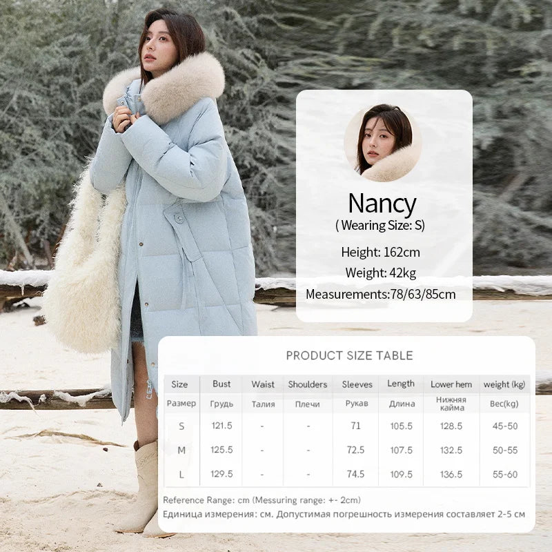 MISHOW Women's Winter Coat with Hood 2025 Fashion Solid Commute Long Down Jacket Windproof Warm Down Coat Luxury MXE51Y0079