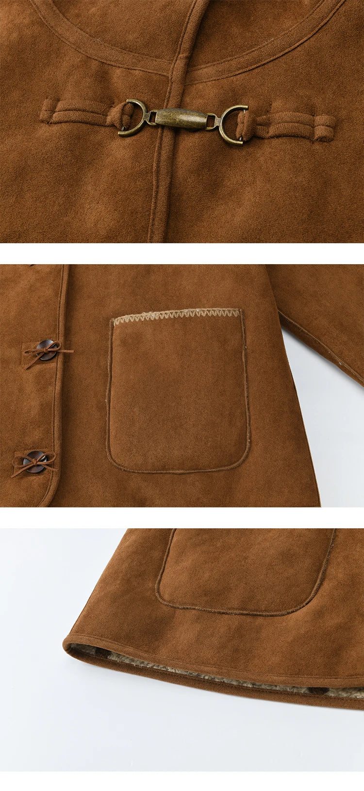 MISHOW Women's Brown Reversible Shearling Coat 2025 Winter Suede Polka Dot Lapel Coats Fleece Thick Warm Short Jacket MXE93W1012