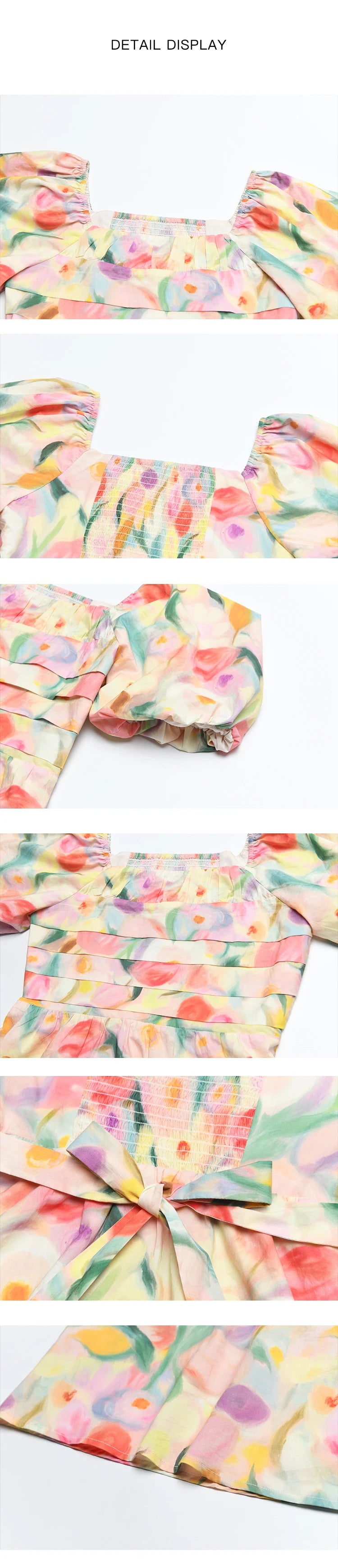 MISHOW French Tulip Fragmented Flower Dresses for Women 2024 Summer Beach Vacation Puff Sleeve Sweet Elegant Dresses MXD28L1896