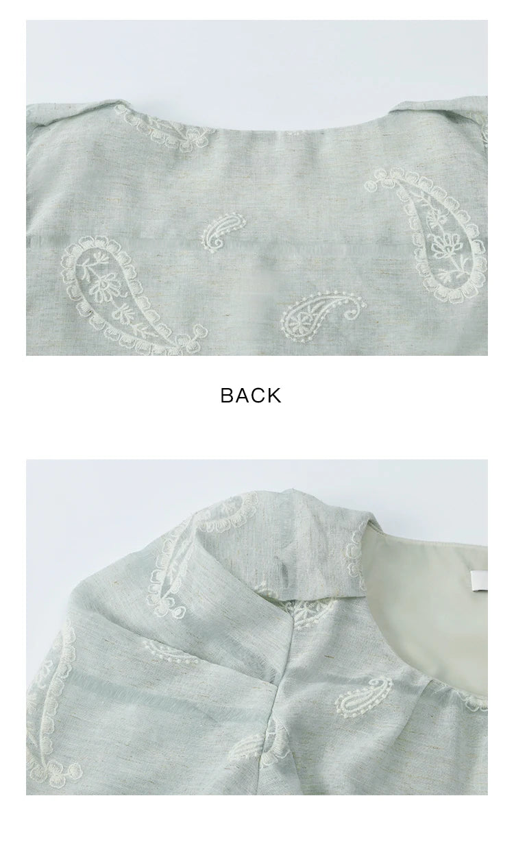 MISHOW O-Neck Blouse for Women 2025 Summer New Fashion Print Embroidery Puff Sleeve Loose Casual Top Ladies Clothing MXE34X1807