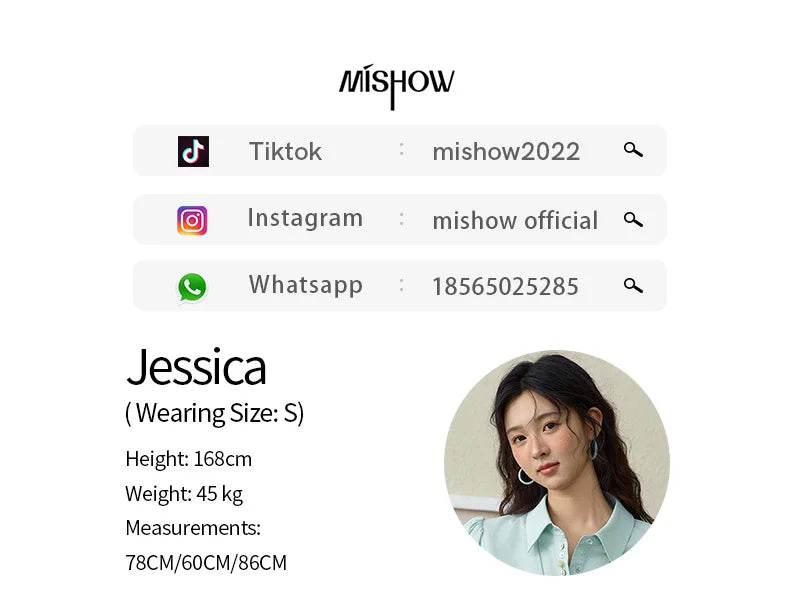 MISHOW Light Green Bubble Sleeve Shirt for Women Summer 2025 Lapel Collar Irregular Button Shirts Cotton Commuter Top MXE34C0788