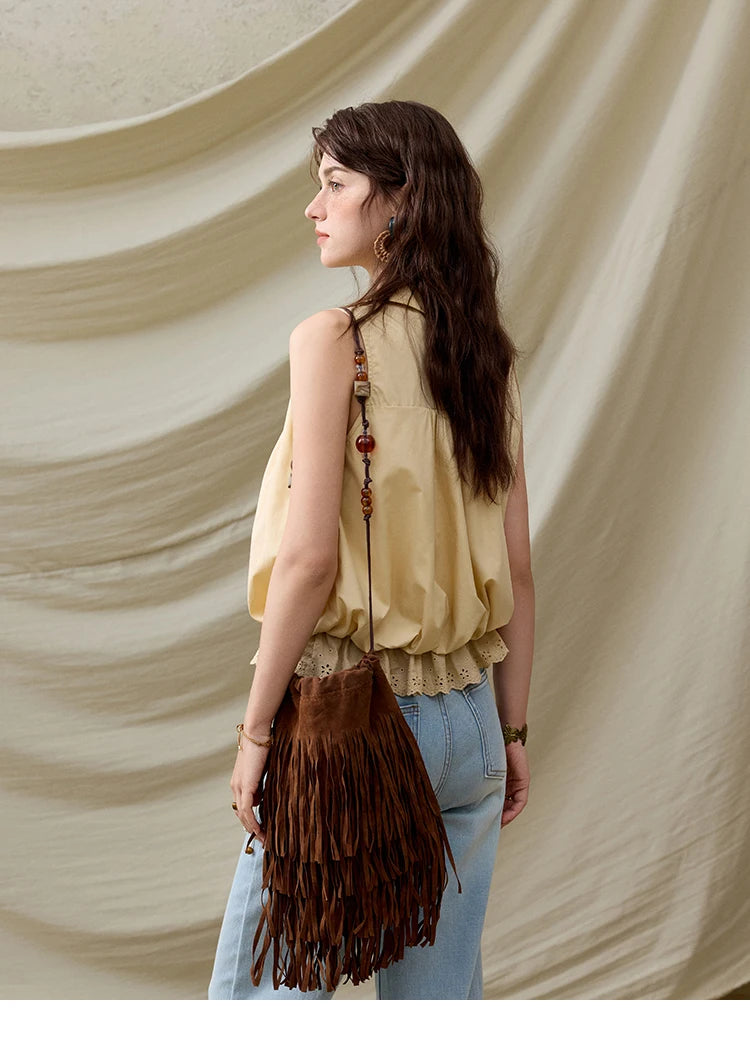 MISHOW Office Lady New Blouse Women Summer New Sleeveless Turn-down Collar Hollow Lace Shirts Female Slimming Fashion MXE31X1760