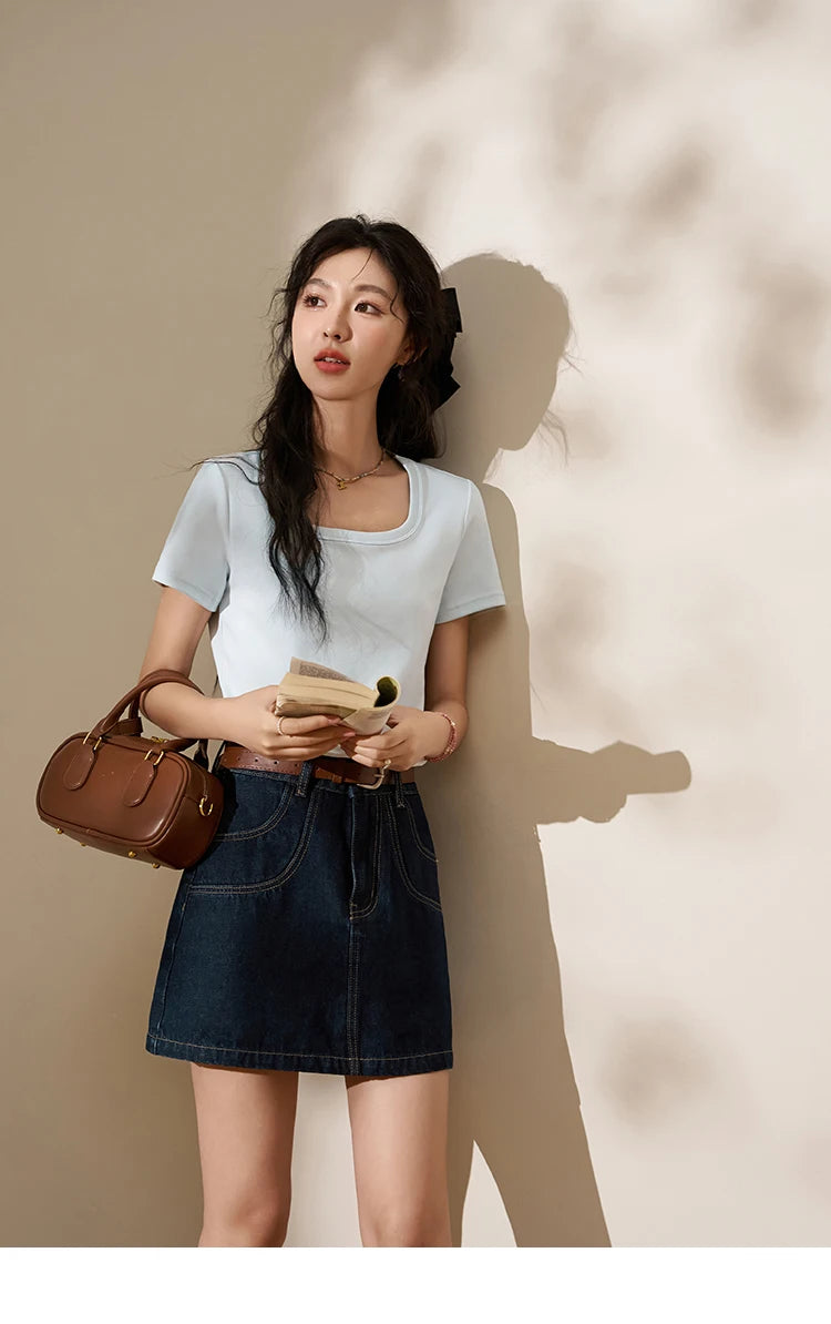 MISHOW High Waisted Denim Skirts for Women 2024 Summer New Fashion Simple Versatile Female Korean Style Chic Skirt MXD23B0366