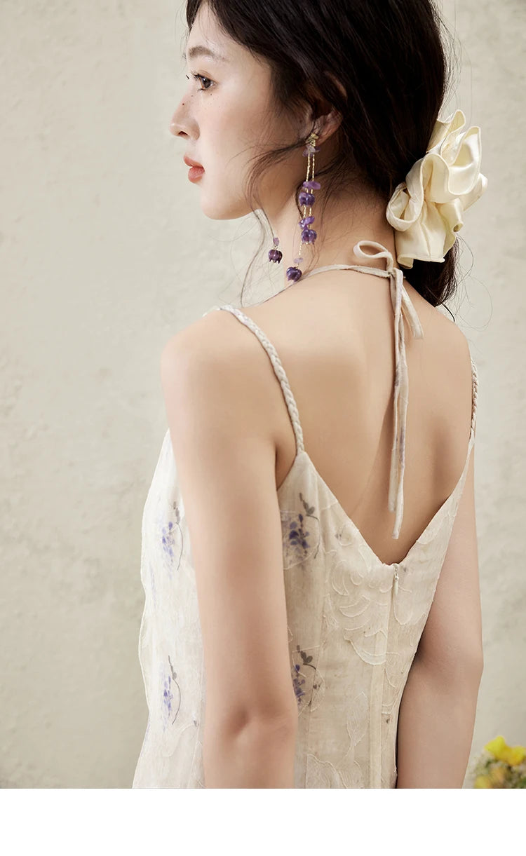 MISHOW Print Suspender Dress Women 2025 Spring Summer Square Collar Sleeveless Cut Flower Dresses New Fashion Slim MXE16L2144