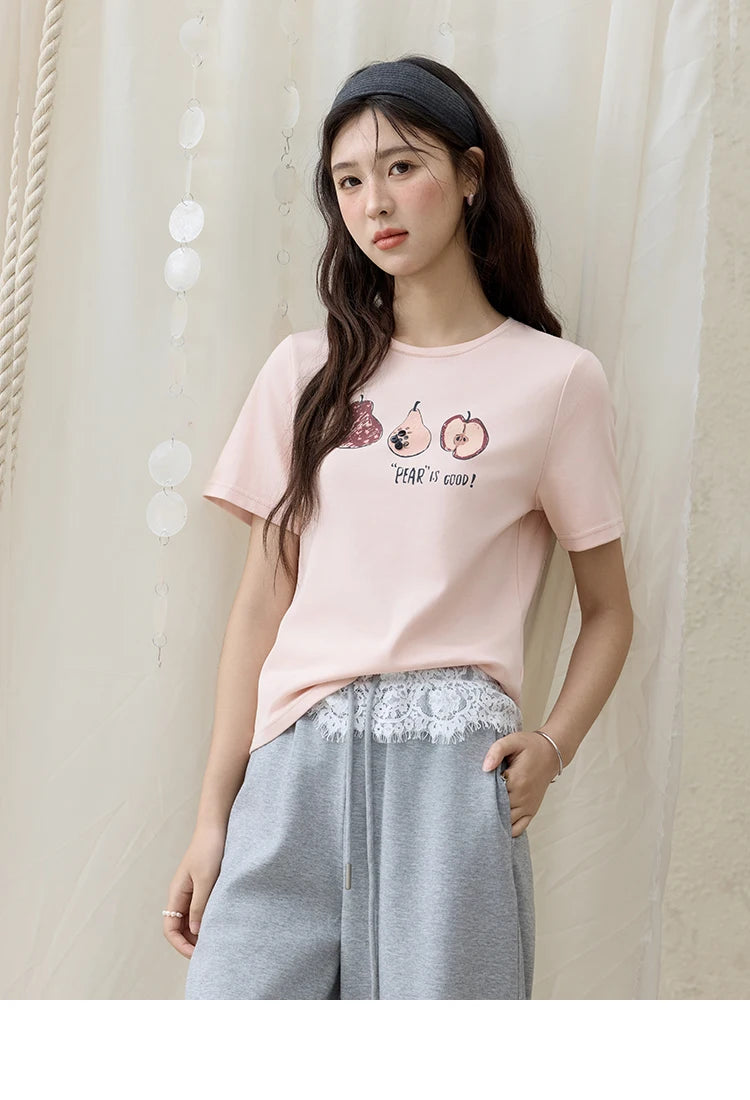 MISHOW Summer Print Casual T-shirt Women New 2025 Short Sleeve Round Neck Slim Shirts Female Fashion Office Lady Tops MXE33T0500