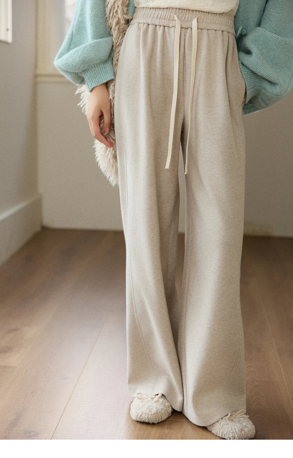 MISHOW Wide-leg Pants for Women 2025 Autumn Winter High Waist Straight Lace-up Loose Pants Retro Casual Slim Pants MXE89K1100