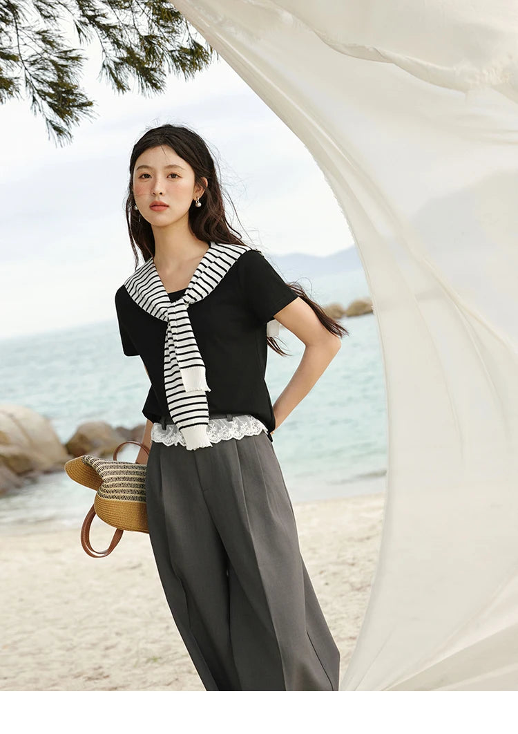 MISHOW Gray Suitable Pant Women 2025 Summer High Waist Retro Long Wide Leg Pants Woman Fashion Office Lady Trousers MXE32K0921