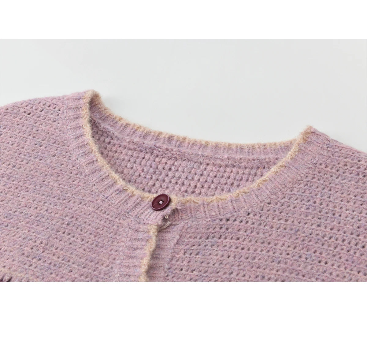 MISHOW Women's Lilac Knit Cardigan 2026 Spring Striped Dot Pattern Crew Neck Tops Single Breasted Warm Loose Sweater MXF11Z2897