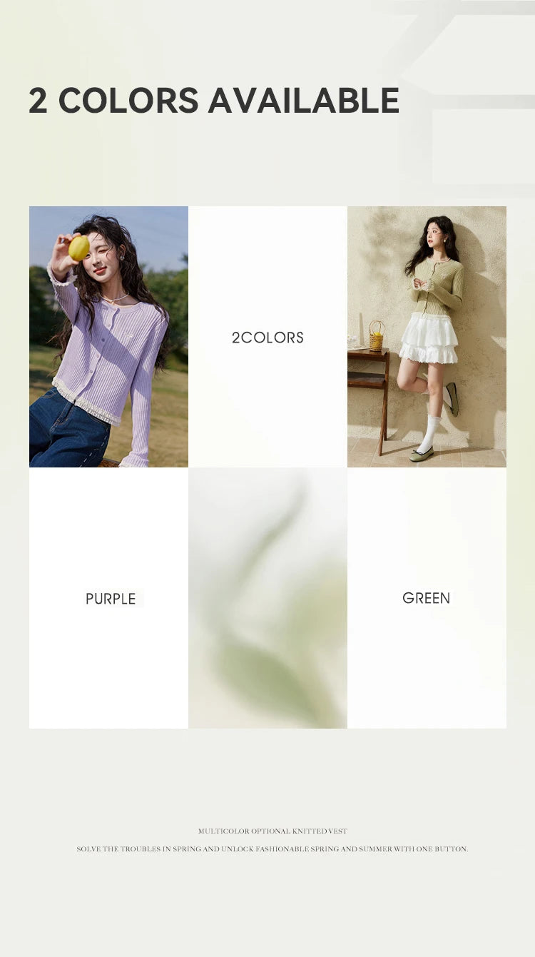 MISHOW Macaron Knitted Tops 2025 Spring Hollow Hook Flower Lace Splicing Tops Bow Embroidery O-neck Long Sleeve Tees MXE16Z1211