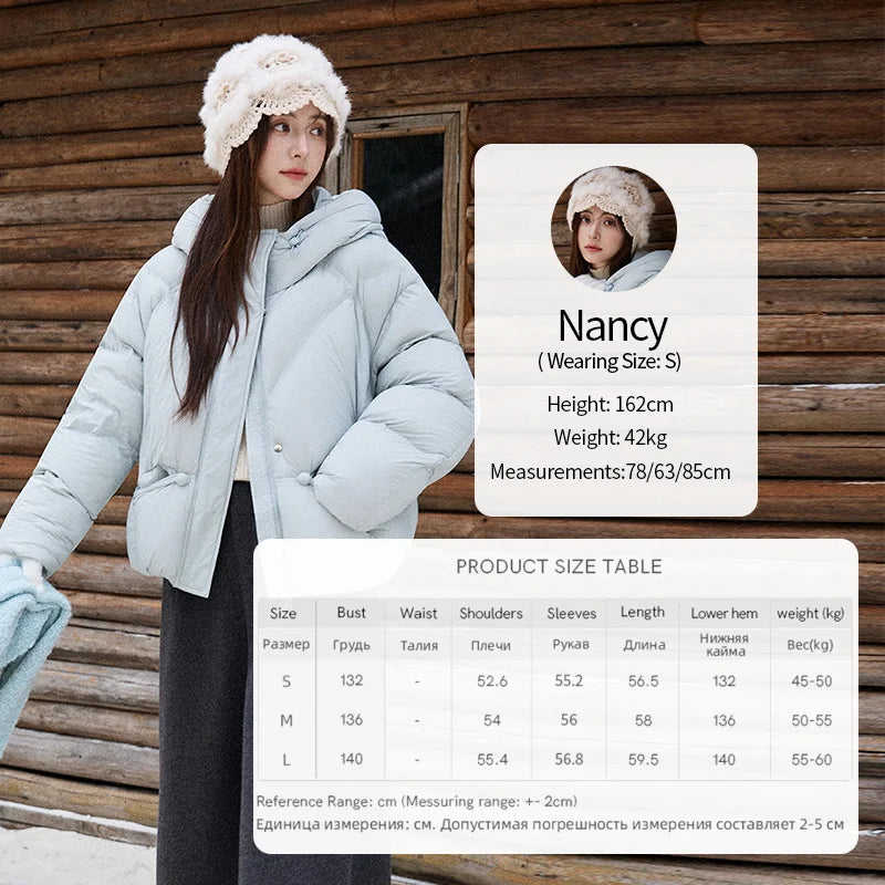 MISHOW Blue Down Coat Women 2025 Winter Fashion Elegant 90% White Duck Down Short Lightweight Puffer Jacket Warm MXE51Y0081