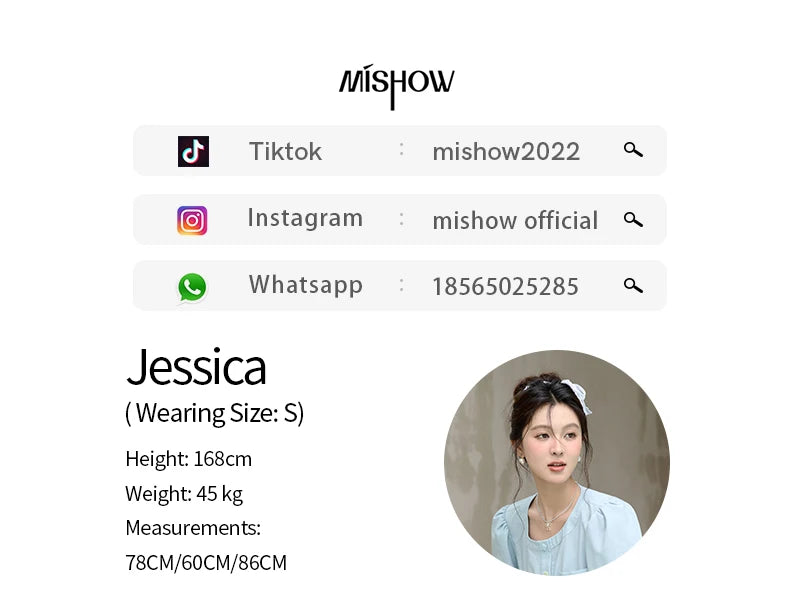 MISHOW Blue Pocket Patchwork Lace Shirt Elastic Waist Skirt Separately 2024 Summer Korean Round Neck Top Sweet Skirts MPD22B0450