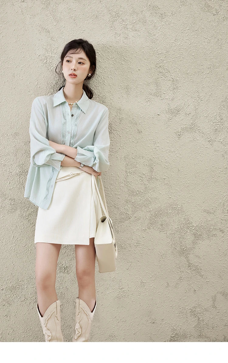 MISHOW Short Skirt Women 2025 Spring Summer Solid A-line High Waist Slim Skirts Female New Fashion Versatile Clothing MXE12B0655