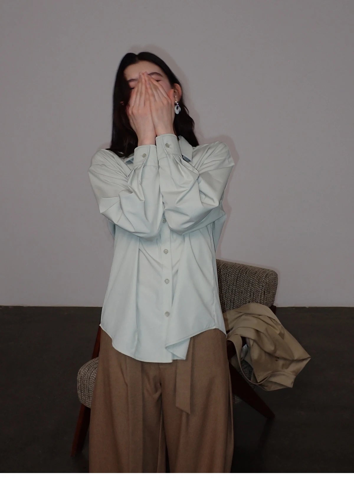 MISHOW Women's Casual Loose Shirt with Plaid Scarf 2026 Spring Lapel Tops Versatile Long Sleeve Shirts Office Lady MXF108C0815