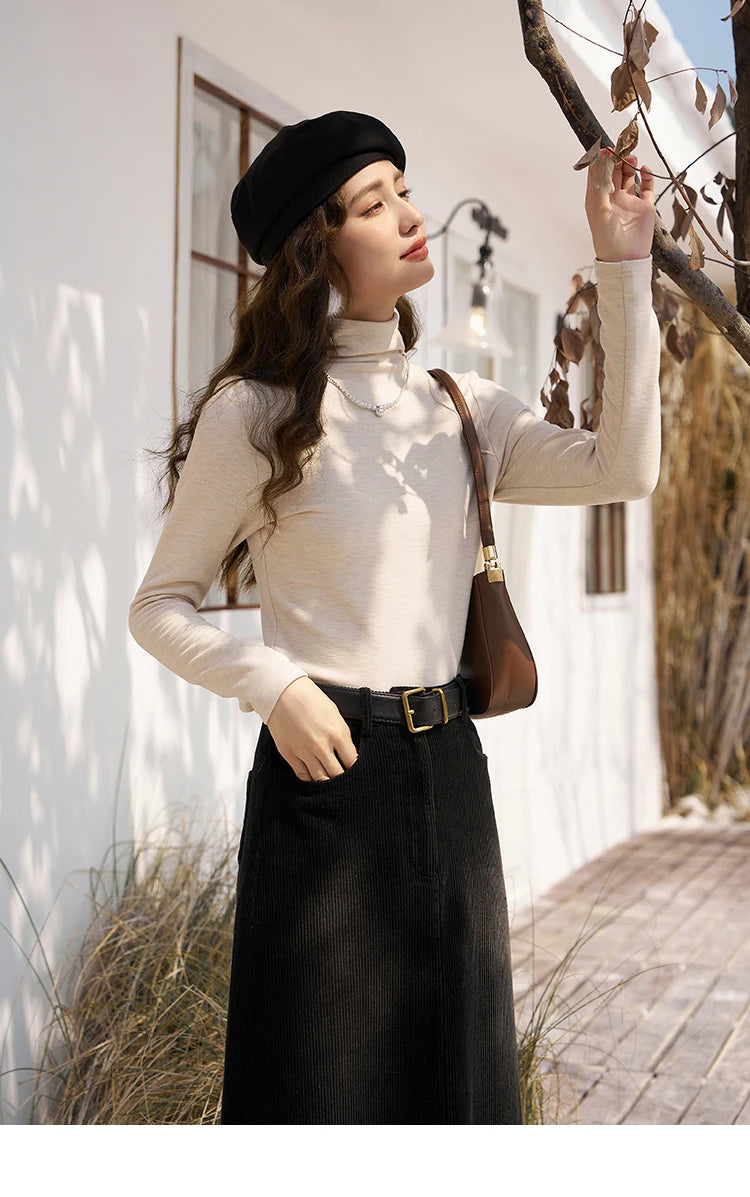 MISHOW Mock Neck Bottoming Shirt Long Sleeve Inner Tops for Women 2023 Autumn Winter New Fashion Warm Slim T-shirt MXC58Z0290