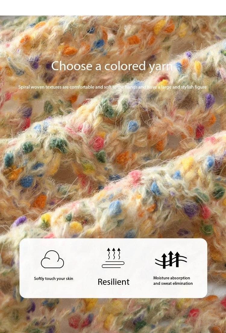 MISHOW Women's Sweet Woven Hollow Knitted Cardigan 2025 Spring Rainbow Button Single Breasted Top O-neck Cardigan MXE13Z1110