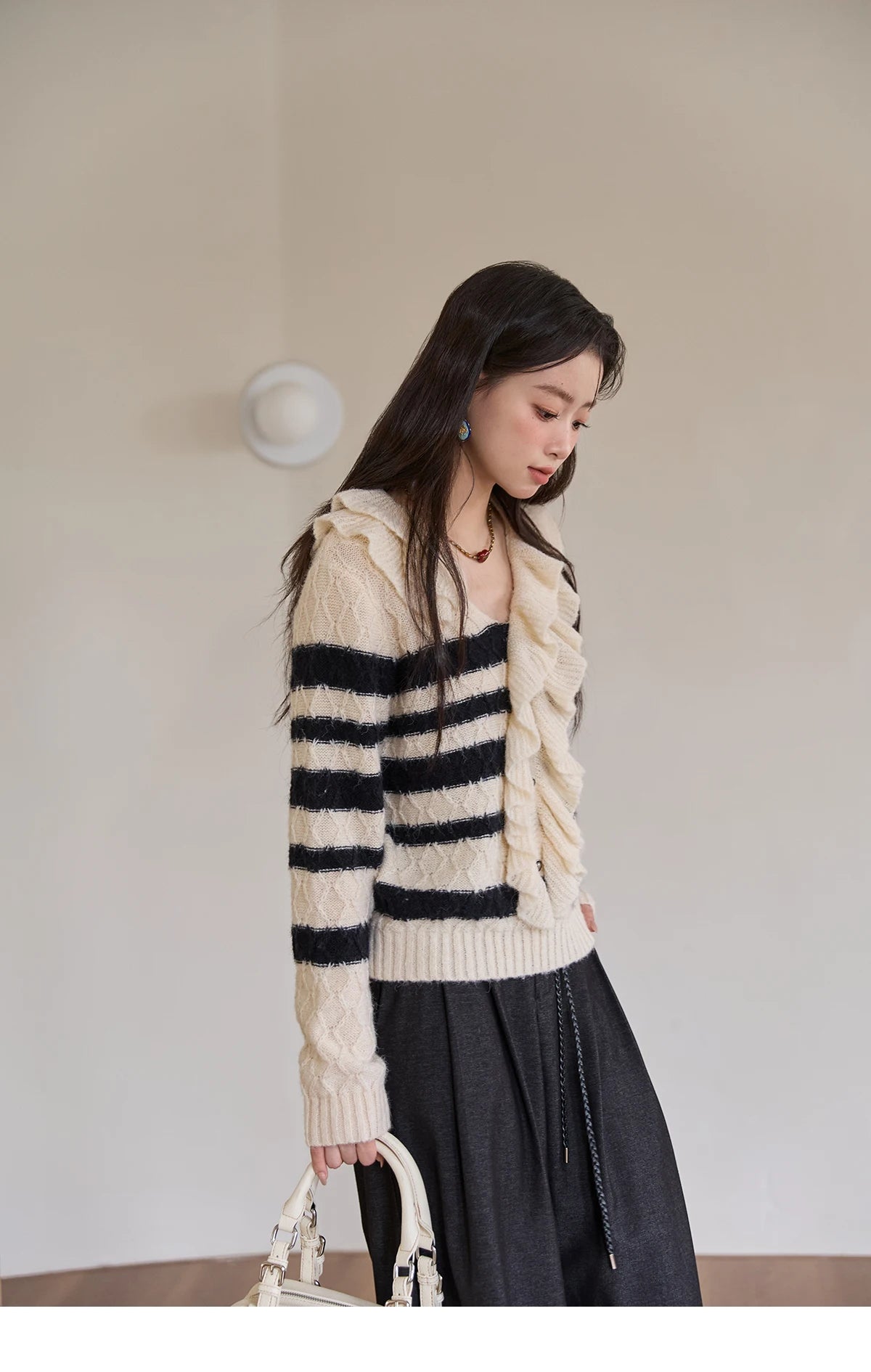 MISHOW Women's Trousers 2025 Autumn Winter Lace-up Gray Wide-leg Pants High Waist Slim Commuting Casual Pants Women MXE51K1106