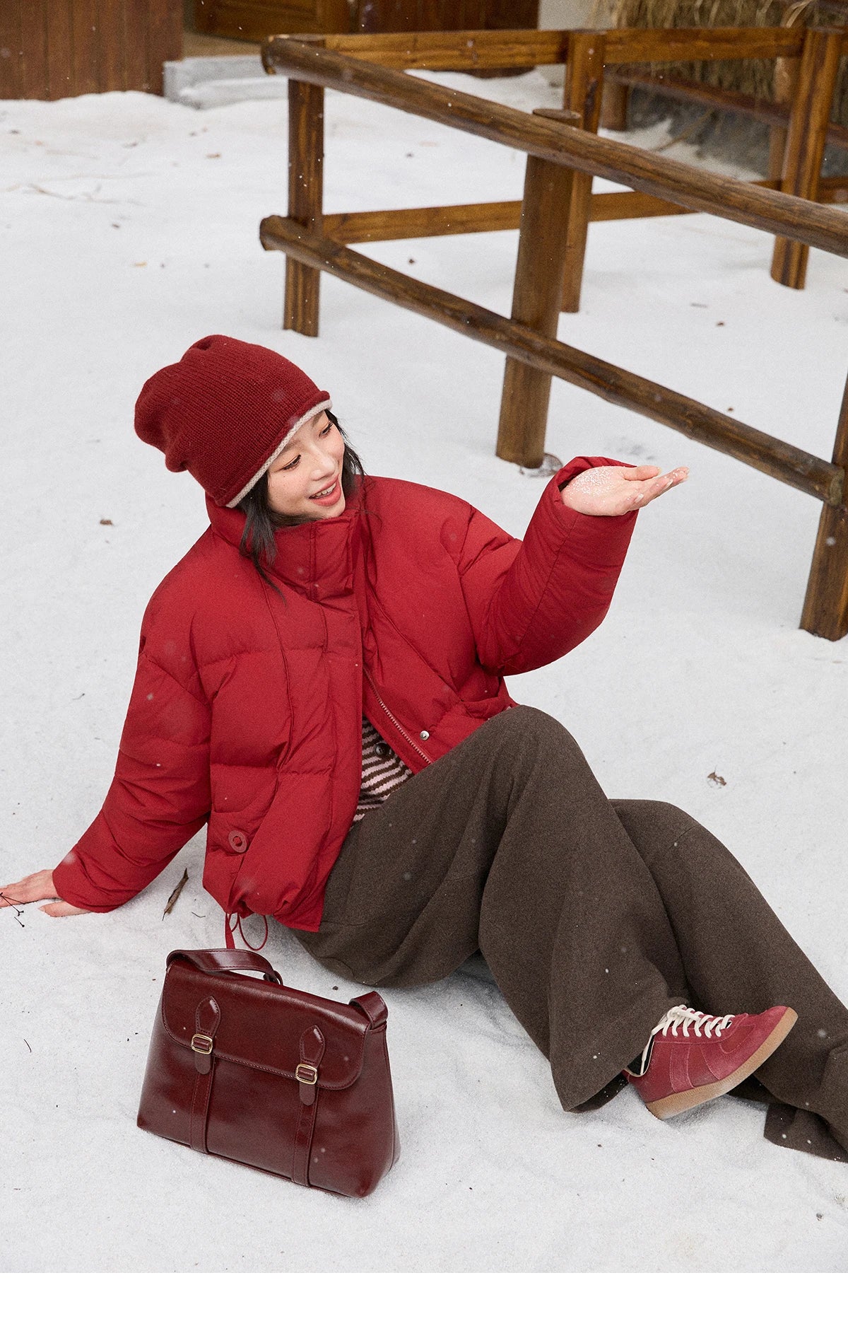 MISHOW Women Pants 2025 Autumn Winter Retro Brown Wide-leg Pants High Waist Design Loose Casual Drape Pants MXE88K1122