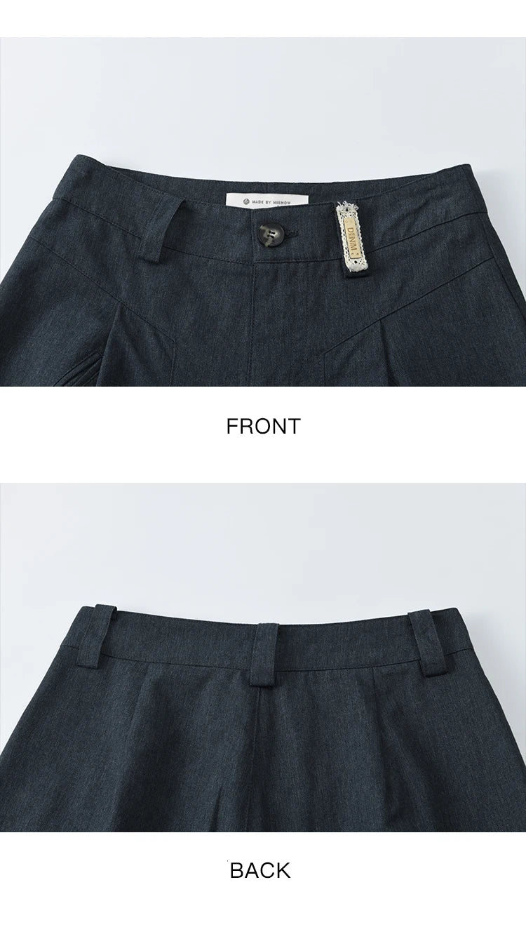 MISHOW Office Lady Summer Pants Women New 2025 Retro Dark Blue High Waist Wide-leg Pants Female Slimming Straight MXE31K0902