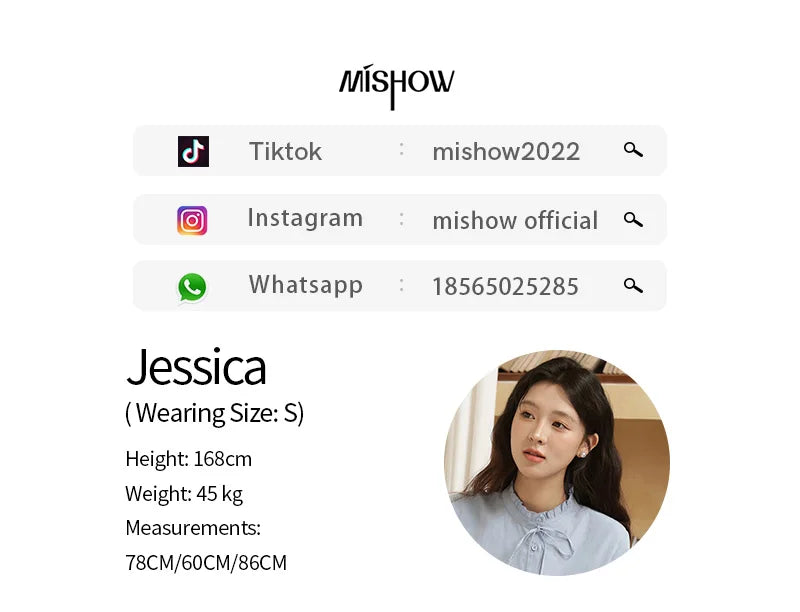 MISHOW Coiled Flowers Embroidered Blue Shirt for Women Autumn 2025 Stand Neck Lace-up Brushed Shirts Office Lady MXE44C2398