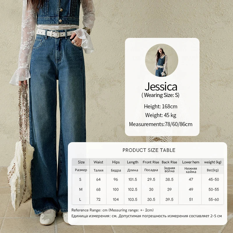 MISHOW Casual Straight Leg Jeans for Women 2025 Spring Versatile Washed Loose Women Pants Fashionable Denim Pants MXE16K0874