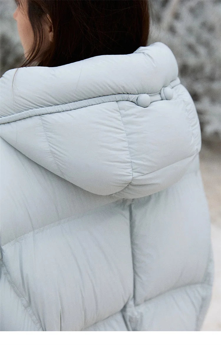 MISHOW Blue Down Coat Women 2025 Winter Fashion Elegant 90% White Duck Down Short Lightweight Puffer Jacket Warm MXE51Y0081