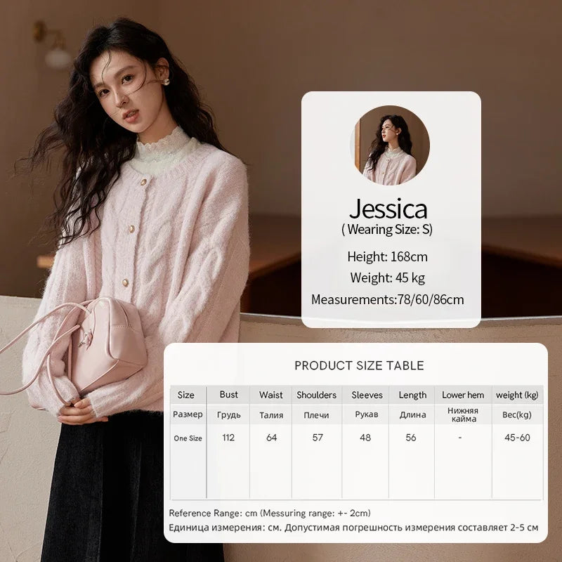 MISHOW Sweet Sweater Cardigan Women 2024 Autumn Winter French Gentle Slim Single Breasted O-Neck Wool Knitted Jacket MXD55Z1030