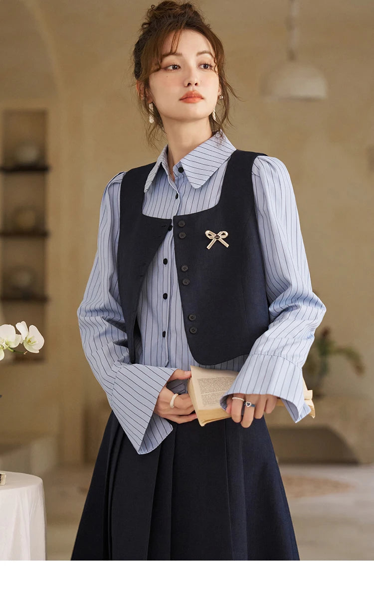 MISHOW French Vest Coat 2024 Spring Bow Square Neck Temperament Sleeveless Short Single Breasted Tank Top Outerwear MXD12W0294