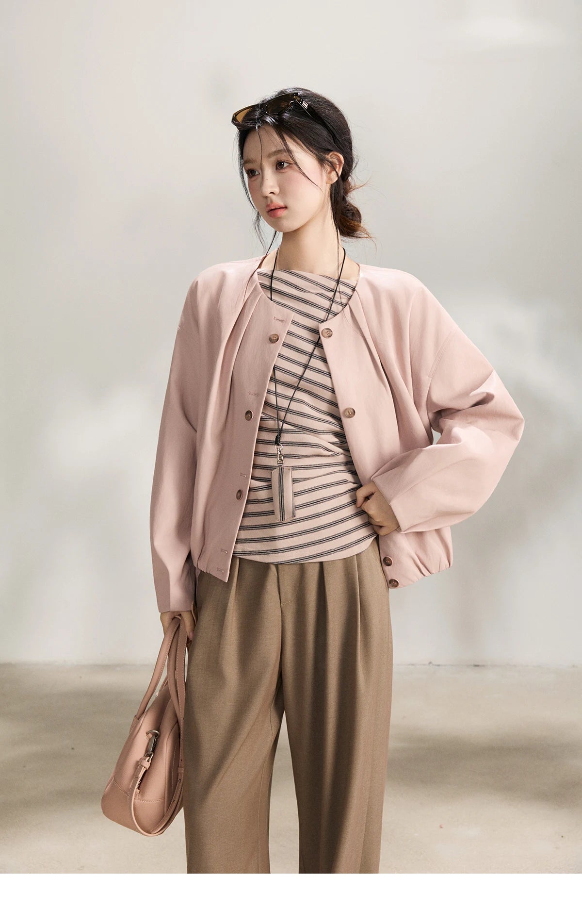 MISHOW Striped Boat Neck Long Sleeve Tops 2026 Spring Ruched Side SlimCasual Soft Breathable T-Shirt with Necklace MXF13T1514