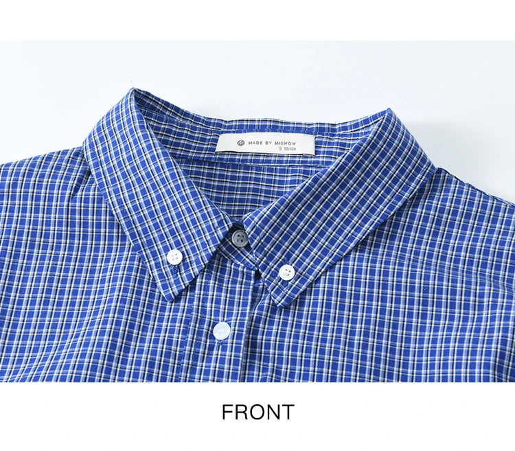 MISHOW Fashion Retro Blue Checkered Shirt Women's Autumn New Loose Casual Lapel Cotton Shirts Long Sleeves Tops Women MXE11C0398