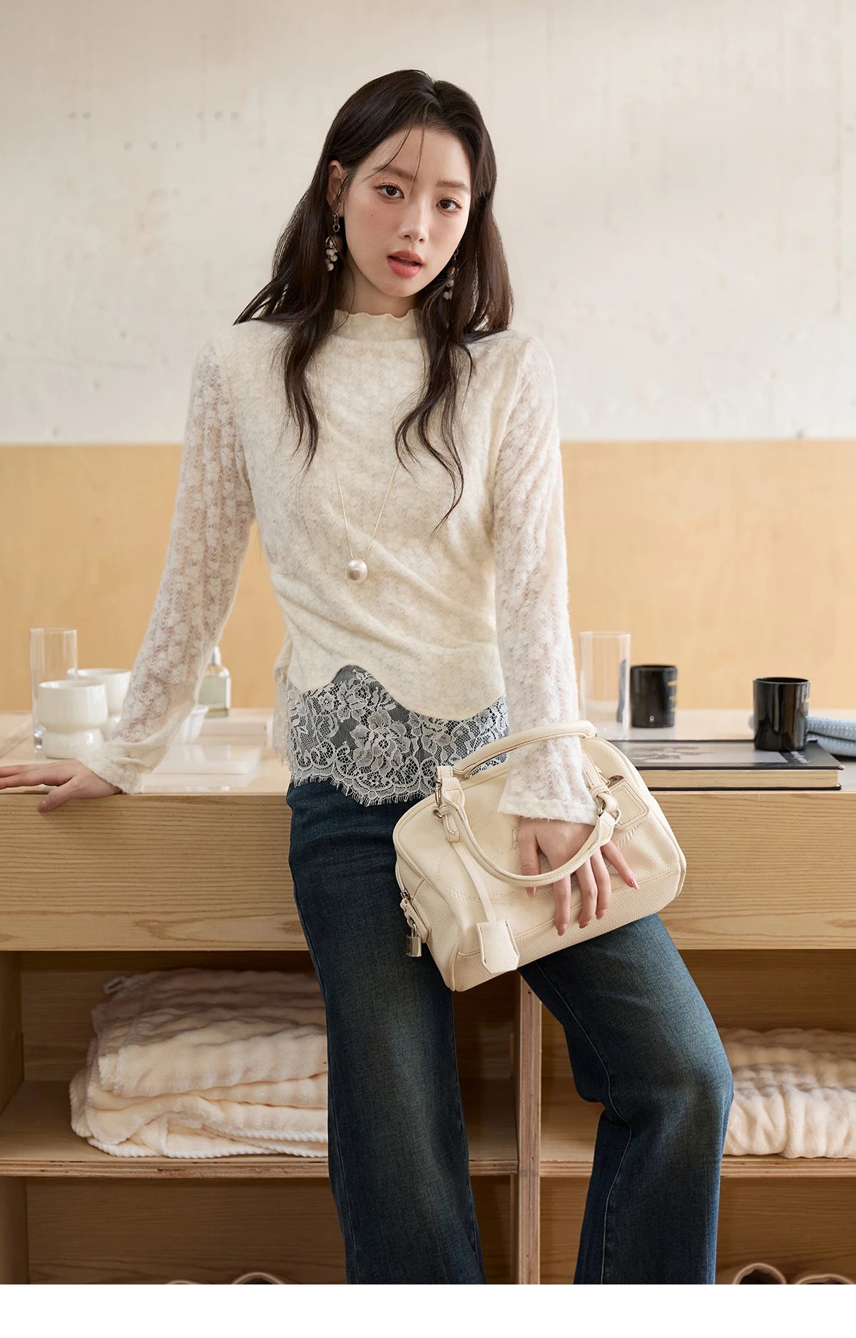 MISHOW Women's Jeans 2025 Autumn Winter Denim Blue Flared High Waist Slim Jeans New Retro Commute Wide Leg Trousers MXE51K1092