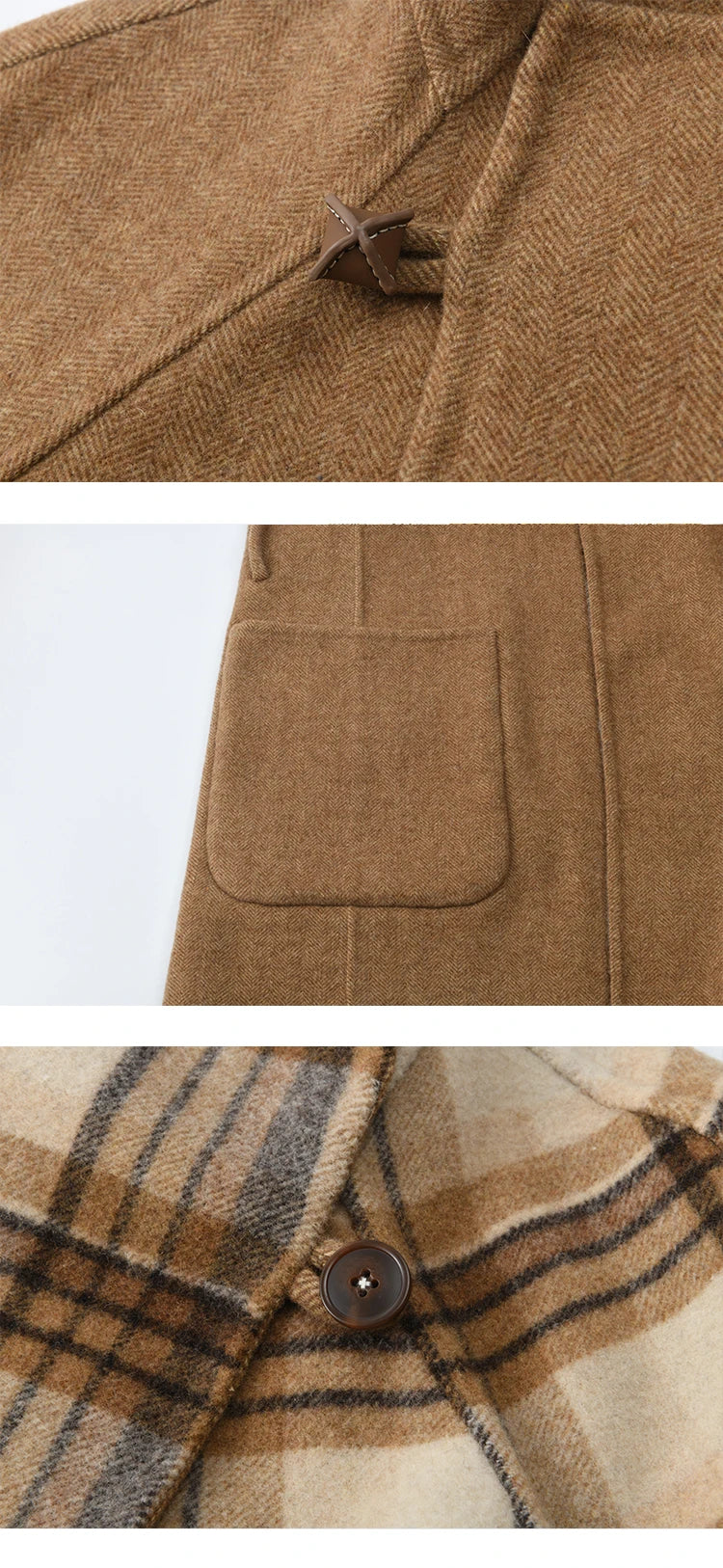 MISHOW Plaid Double-faced Wool Coat Women 2025 Winter Retro Lapel Single Buckle Loose Mid-length Coat Woman Clothes MXE89W0898