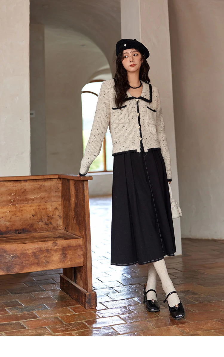 MISHOW Knitted Cardigan Color Clash Sweater Winter New Pockets Design Sweet Romantic Tops Versatile Coat Office Lady MXD55Z1054