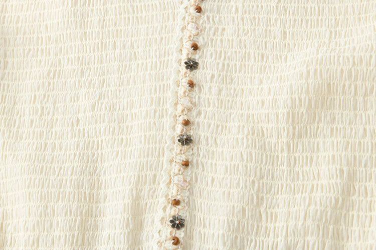 MISHOW Apricot Vacation Dress for Women Spring 100 Cotton Splicing Lace Retro Dress V-neck Waist Slim Long Dresses MXE16L2168