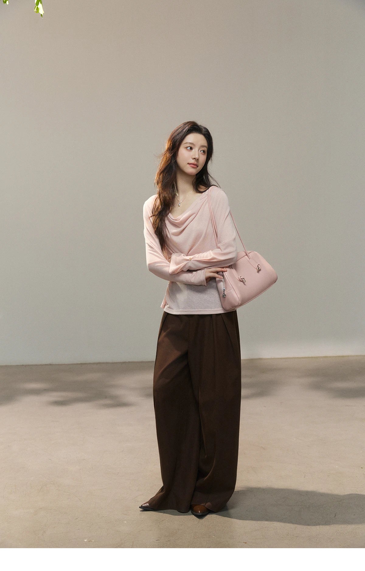 MISHOW Women's Multi Colored Knitted Top 2026 Spring Swinging Collar Flare Sleeve Top Side Twist Whist Casual T-Shirt MXF13T1473