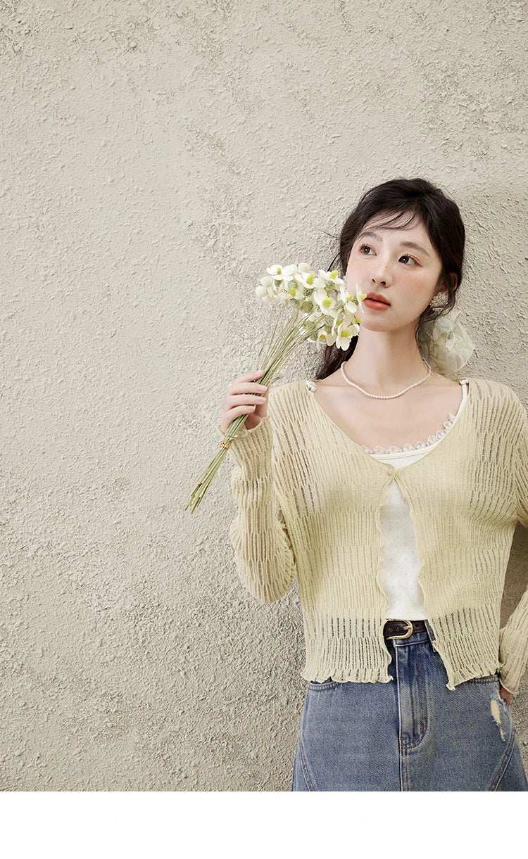 MISHOW Casual V-neck Knitted Cardigan Women 2025 Spring Long Sleeve Solid New Cardigans Female Fashion Office Lady MXE16Z1193