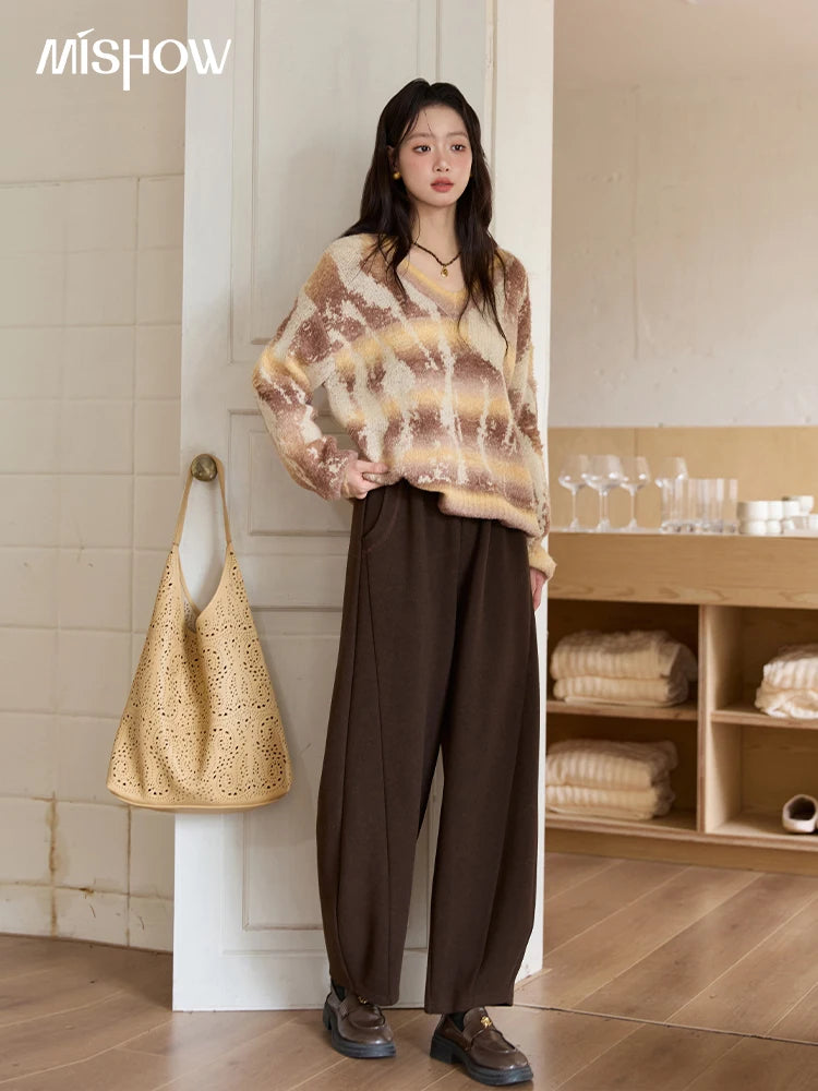 MISHOW Casual Pants for Women 2025 New Fashion Solid Loose Wide-leg Pants Commute Comfortable Women's Winter Pants MXE51K1093