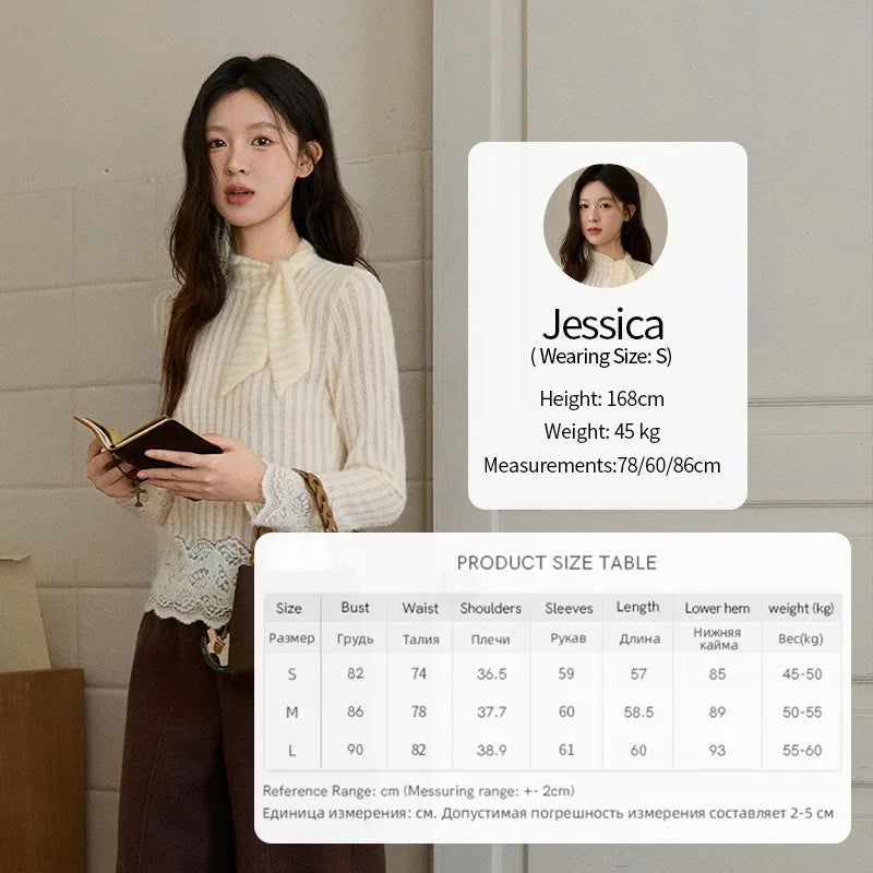 MISHOW French Lace-up Bottom Tops Women Autumn Winter 2025 Korean Vertical Stripe Knitted Top Thickened Interior Tops MXE92Z2797