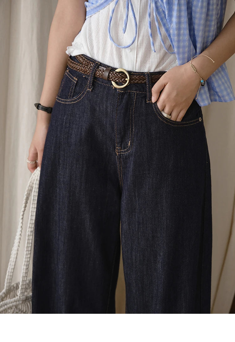 MISHOW Women's Straight Pants 2025 Summer Fashion High Waist Wide Leg Jeans Slim Zipper Pants Casual Female Clothing MXE37K0995