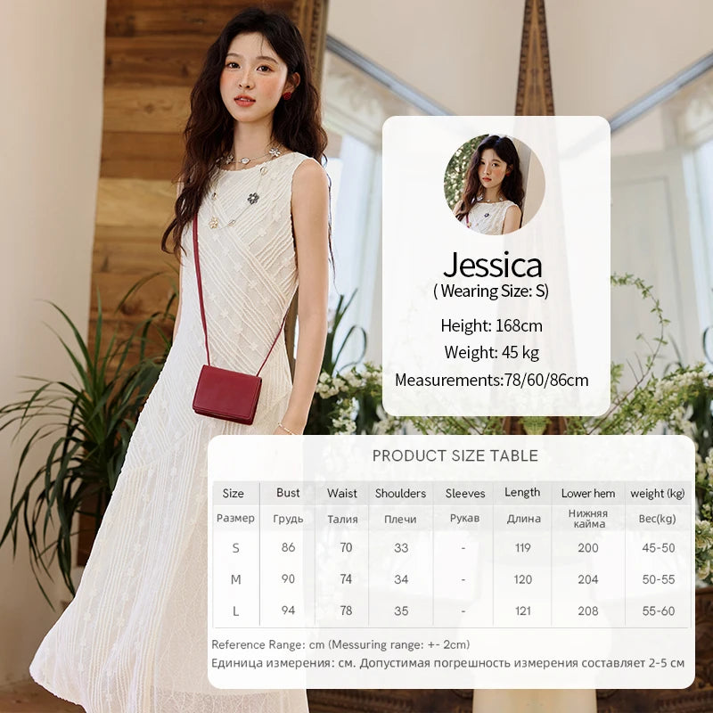 MISHOW Asymmetric Lace Fishtail Dress 2025 Summer Flower Embroidery Sleeveless Elegant Dress Round Neck Long Dresses MXE35L2301