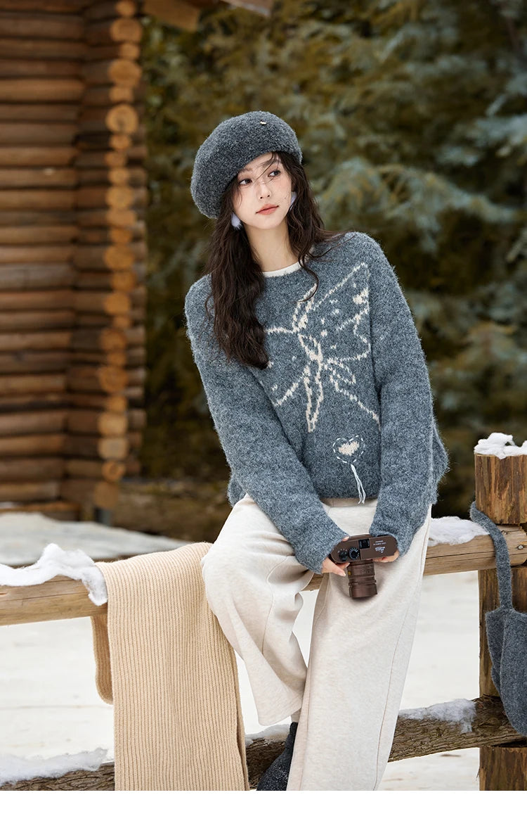 Mishow Butterfly Color Clash Wool Pullover MXD57Z1016