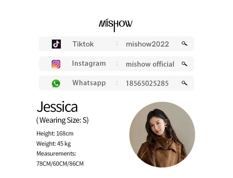MISHOW Woman Retro Jacket 2025 New Split Turn Down Collar Brown Suede Short Loose Coat Commute Autumn Women Clothing MXE48W0850
