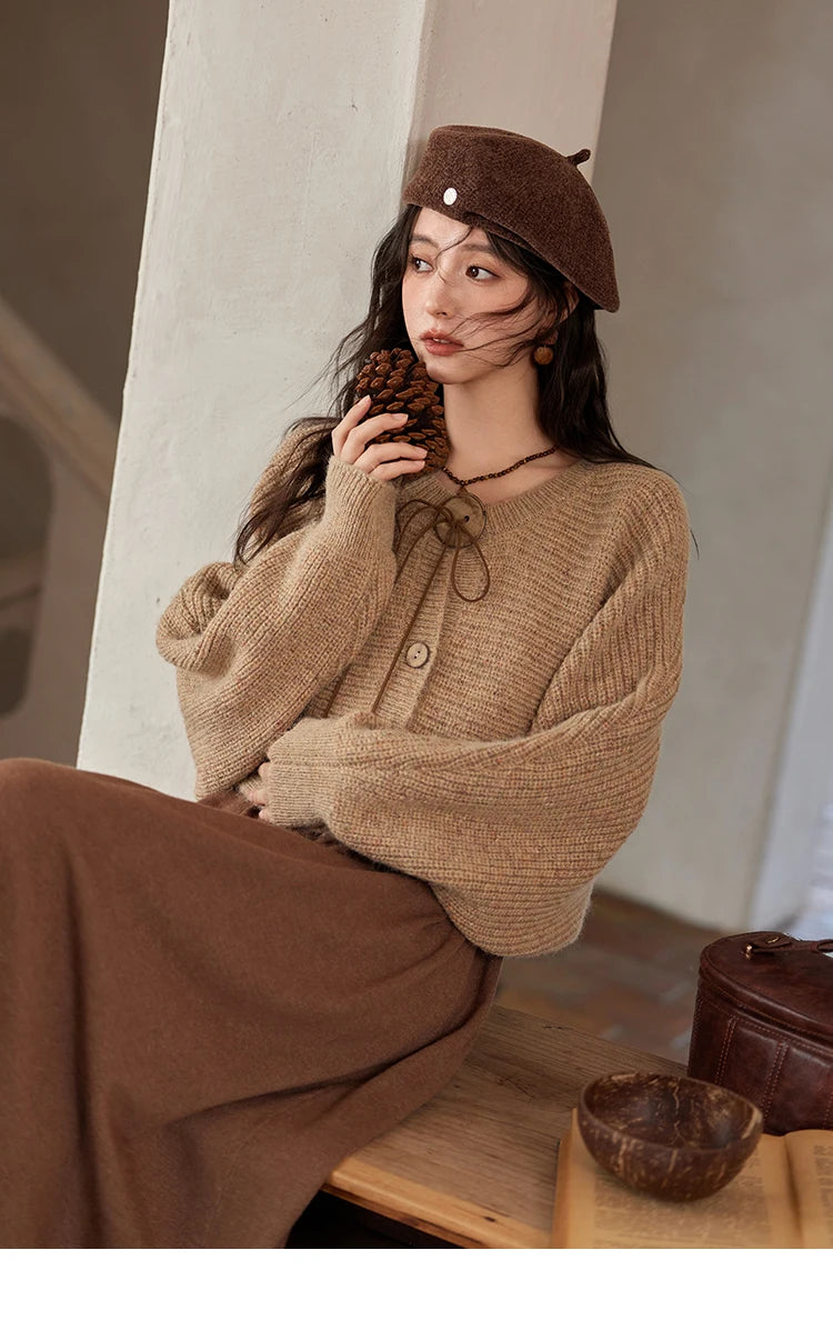 Mishow Vintage Knitted Cardigan & Strap Dress Set MXD36L2059