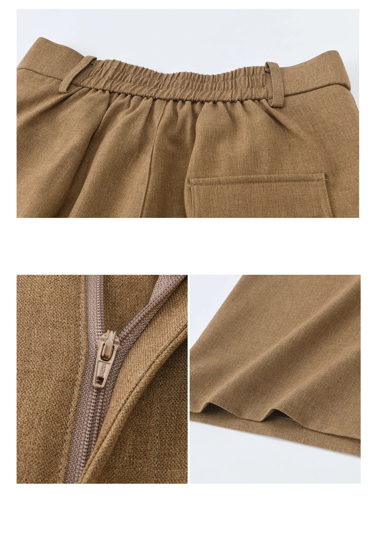 MISHOW Women's Strap Design Brown Wide Leg Pants Spring High Waist Back Elastic Waist Pants Casual Loose Trousers MXF11K1134