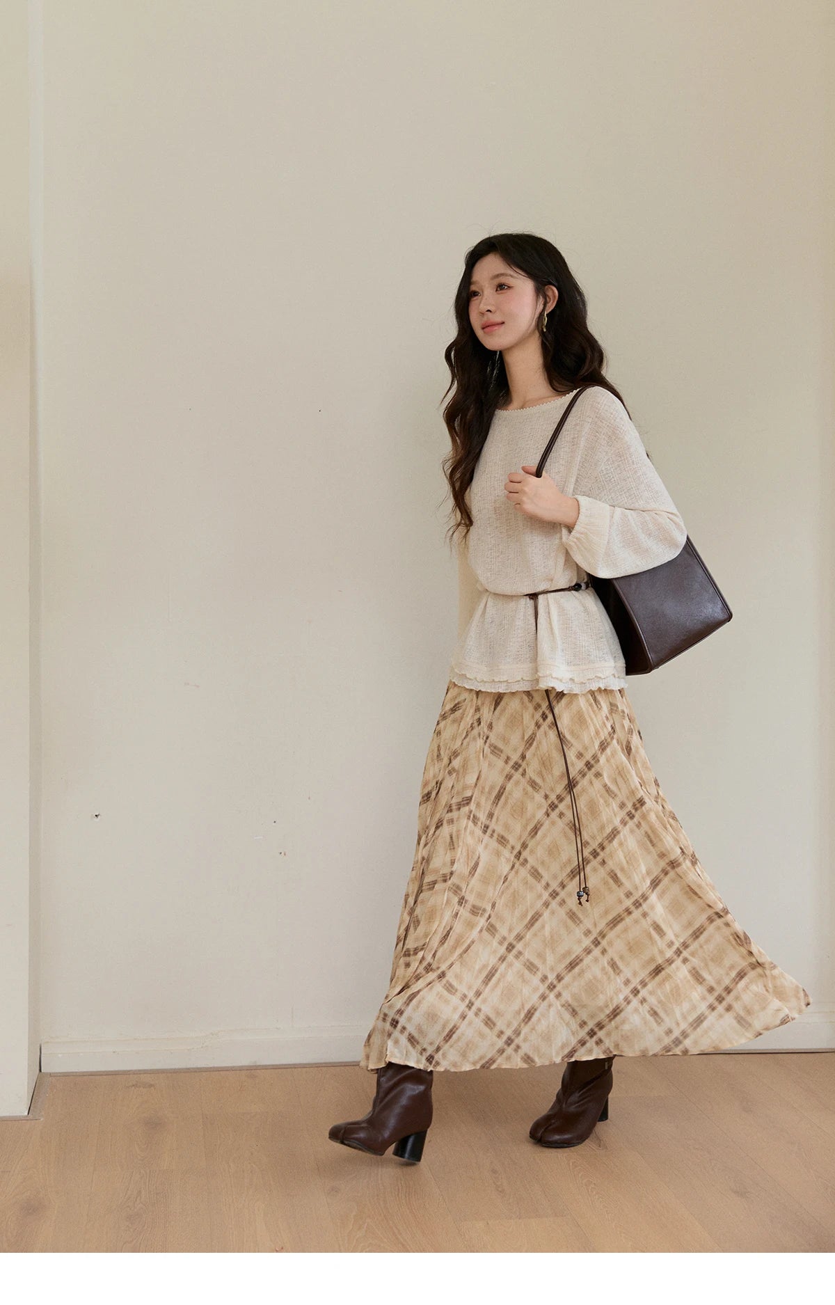 MISHOW Women's Lace Trim Boat Neck Knitted Tops with Belt 2026 Spring  Micro Transparent Loose Casual Thin Sweater MXF13Z3002