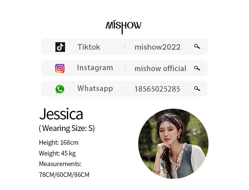 MISHOW Retro Blue Denim Vest Coat 2024 Autumn Sleeveless V Neck Hem Tassels Coat Female Single Breasted Casual Top MXD41W0387