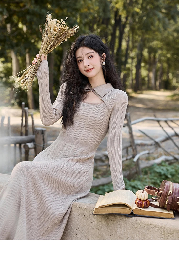 MISHOW Women’s Sweater Top Dress Separately 2024 Fall Winter Fashion Imitation Mink Fur Sweet Coat Knitted Dress MXD45L2043