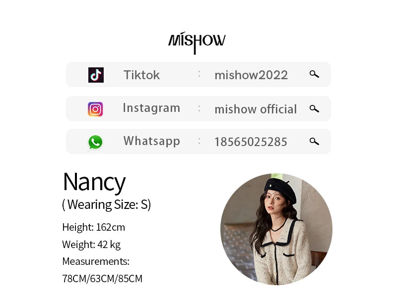 MISHOW Knitted Cardigan Color Clash Sweater Winter New Pockets Design Sweet Romantic Tops Versatile Coat Office Lady MXD55Z1054