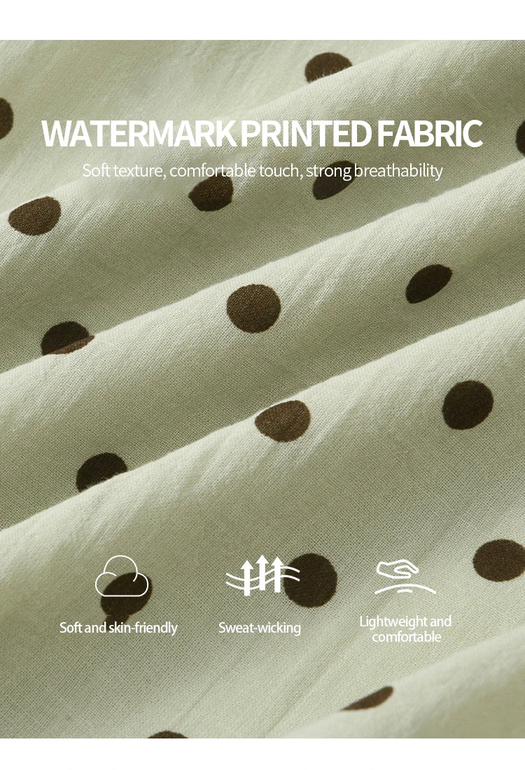 MISHOW Women's Casual Polka Dot Dress 2025 Summer New Ladies Puff Sleeve V-neck Lace Up Ruffle Edge Pocket Dresses MXE39L2326